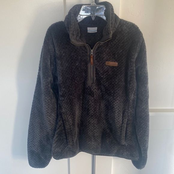 SOLD Columbia Fire Side Gray Super Warm Cozy Sherpa 1/4 Zip Pullover Jacket SZ M - Picture 3 of 12